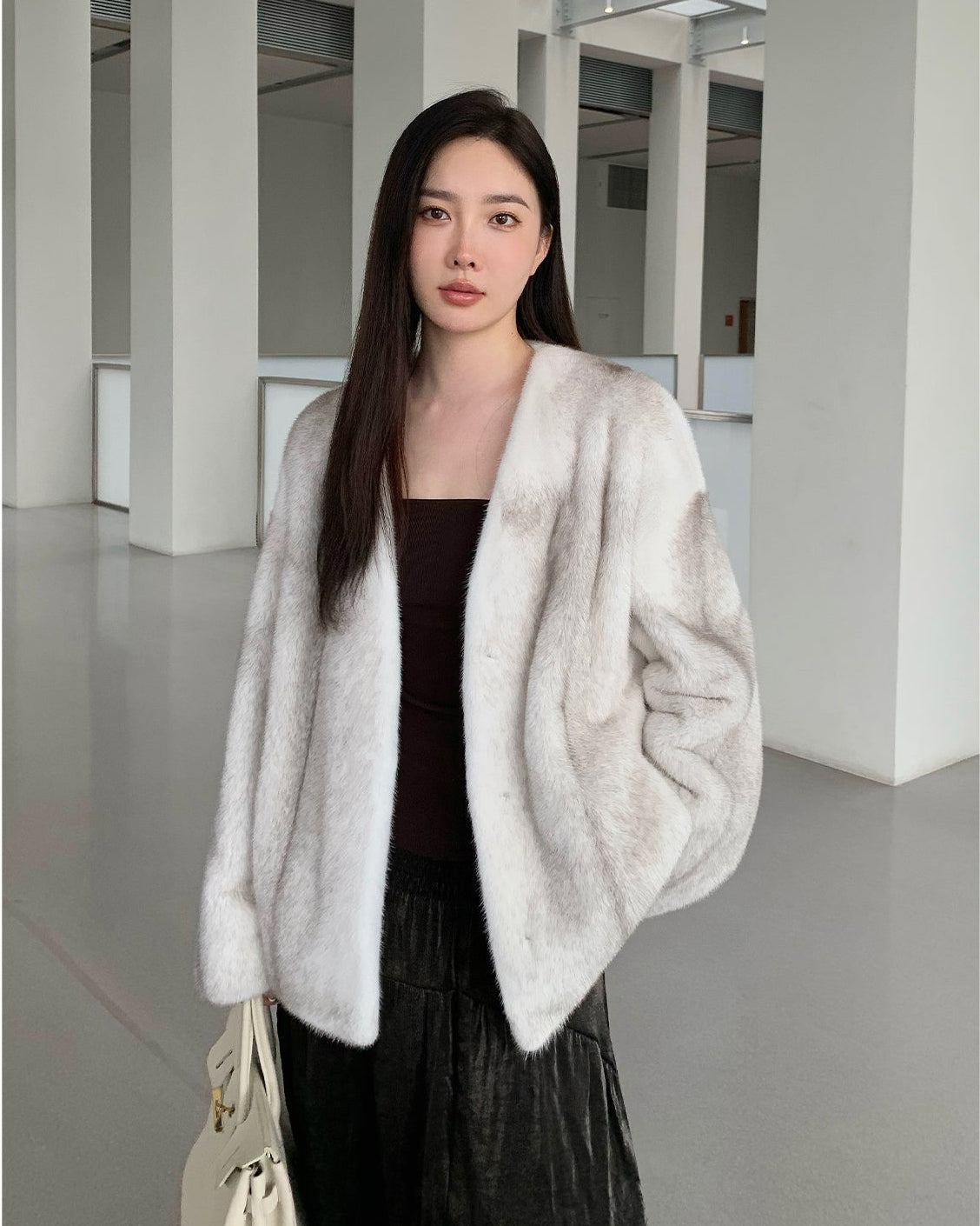 Louvre Mink V-Neck Jacket