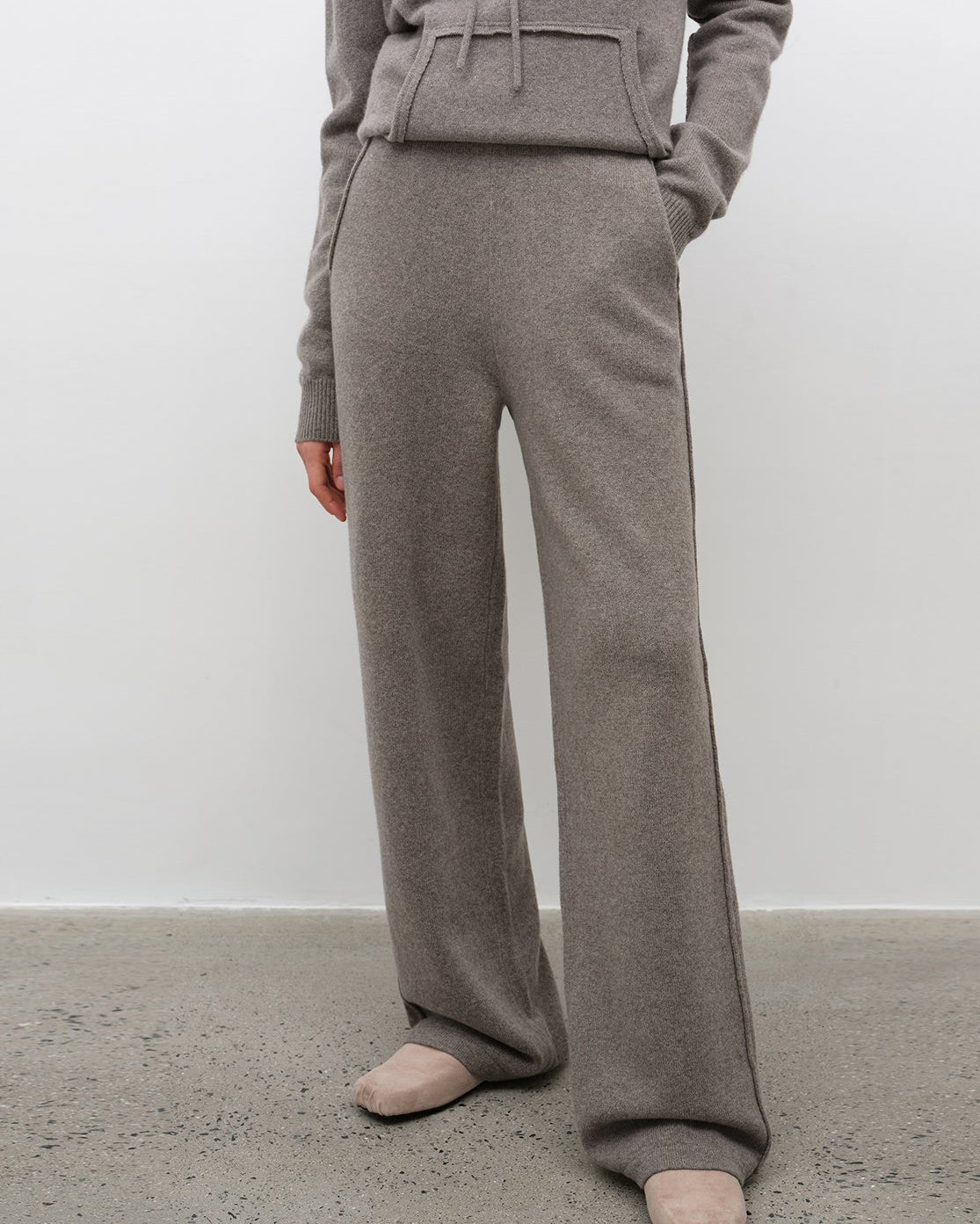 ‘Relaxed Encounter’ Wool Knit Hoodie and Straight-Leg Leisure Pants