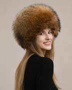 Fireladyfur Luxurious Fox Fur Hat and Earmuff Combination