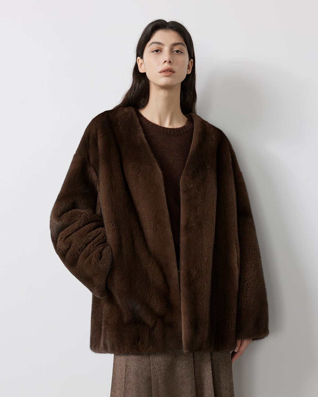 Swiss Snow Mink Velvet Fur Coat