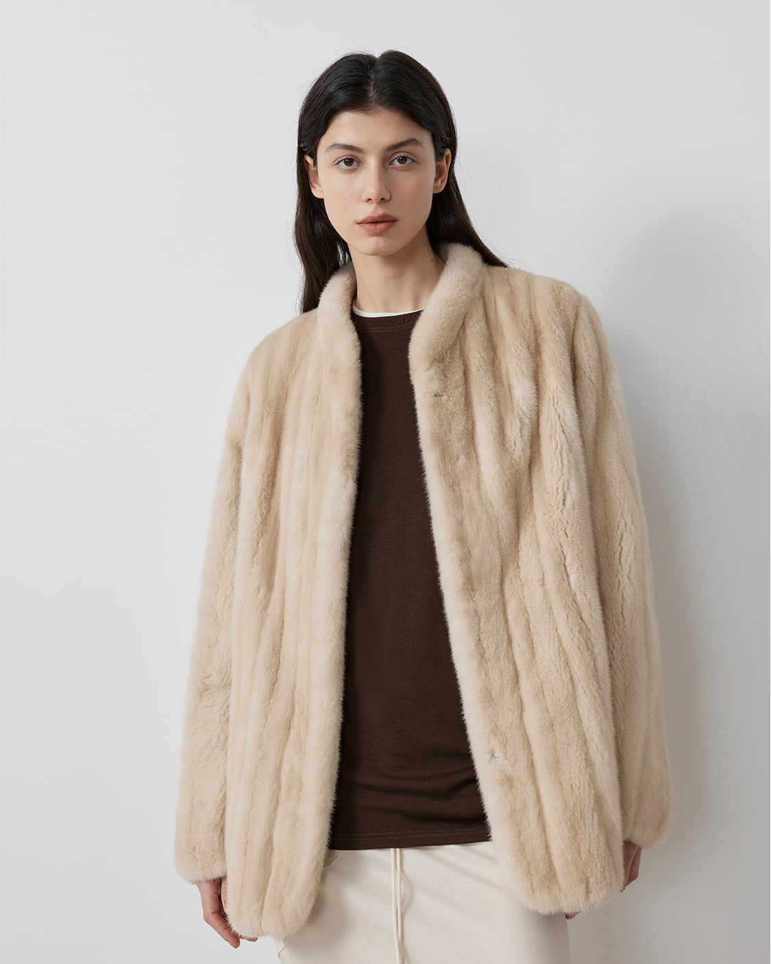Behind The Vintage Mink Stand Collar Short Fur Coat