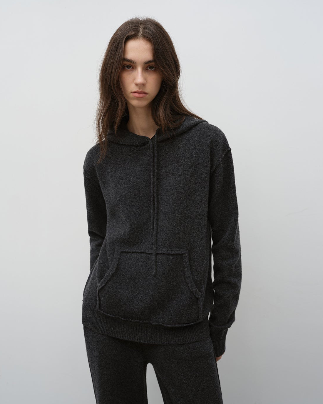 ‘Relaxed Encounter’ Wool Knit Hoodie and Straight-Leg Leisure Pants