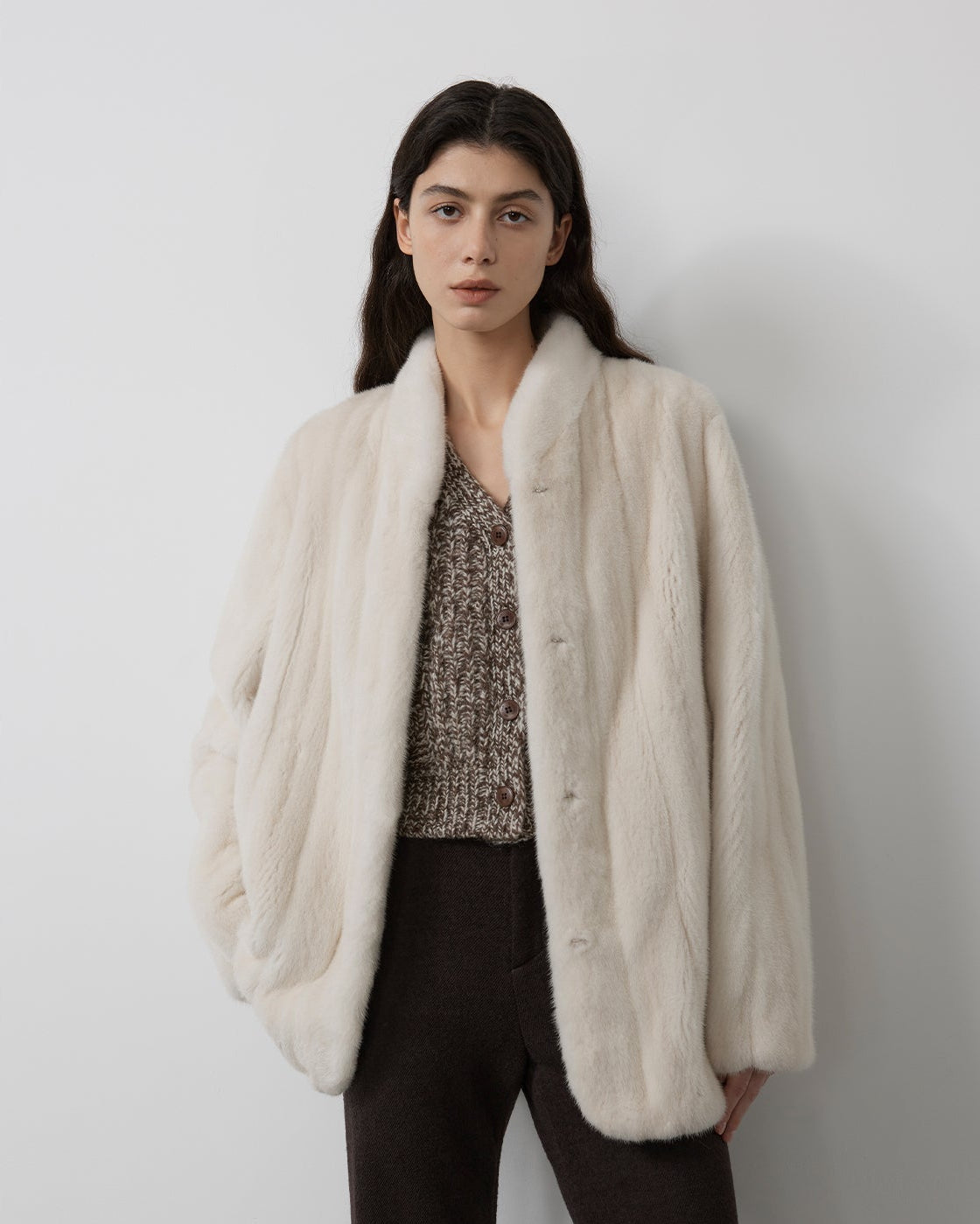 Behind The Vintage Mink Stand Collar Short Fur Coat
