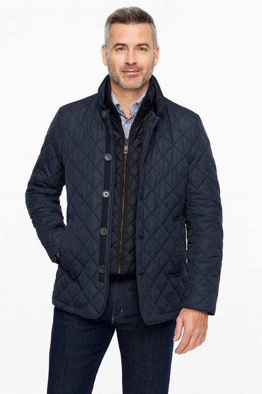 Dual-Layer Quilted Nylon Jacket | Navy