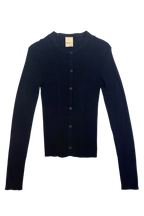 Ribbed Knit Cardigan in Navy