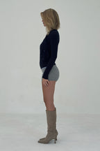 Ribbed Knit Cardigan in Navy