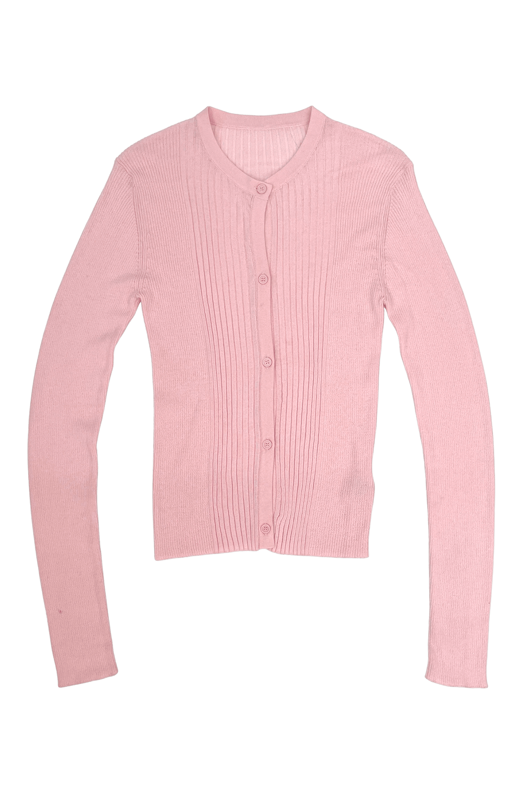 Ribbed Knit Cardigan in Powered Pink