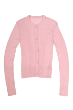 Ribbed Knit Cardigan in Powered Pink
