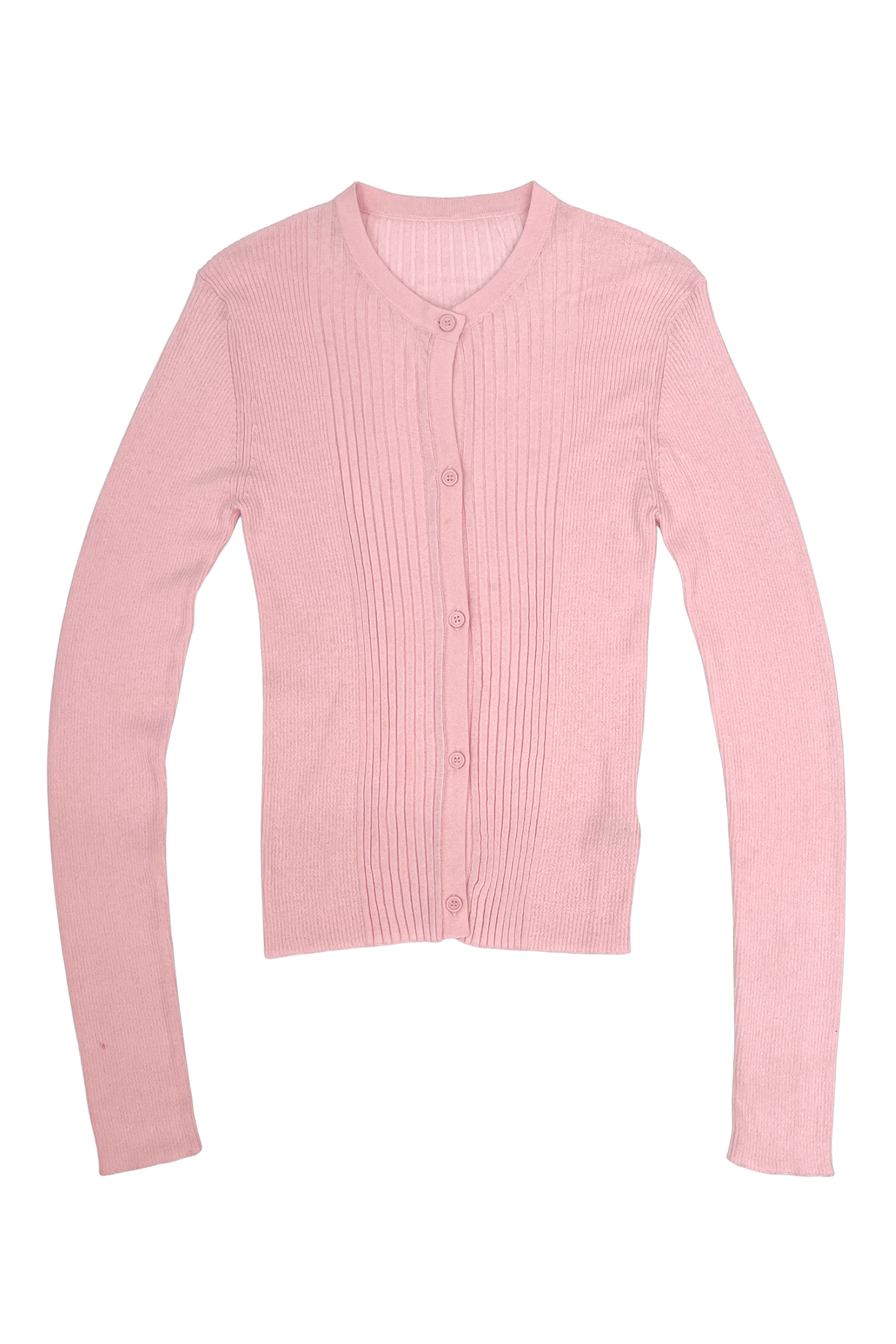 Ribbed Knit Cardigan in Powered Pink