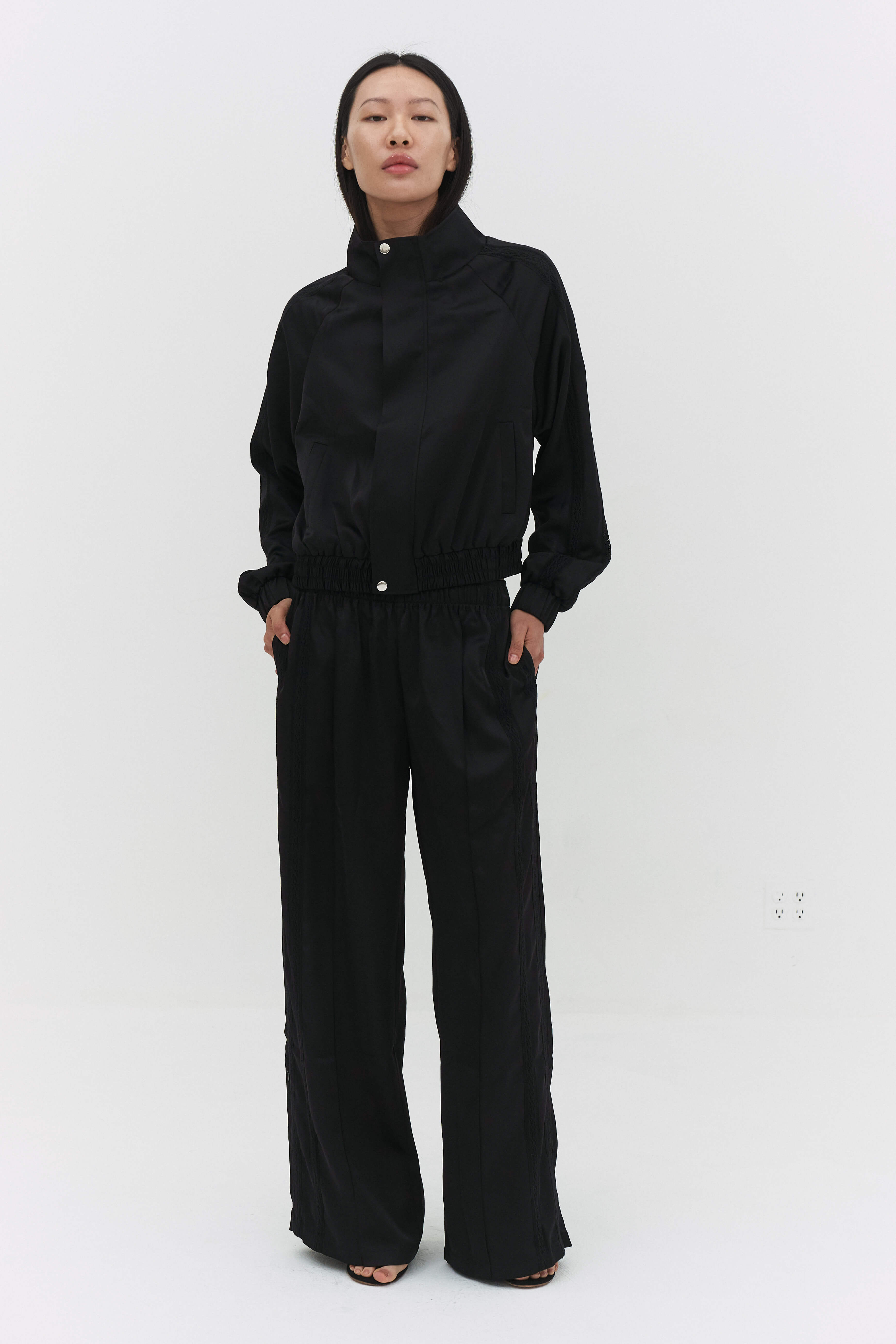 Leiseu Track Jacket in Black