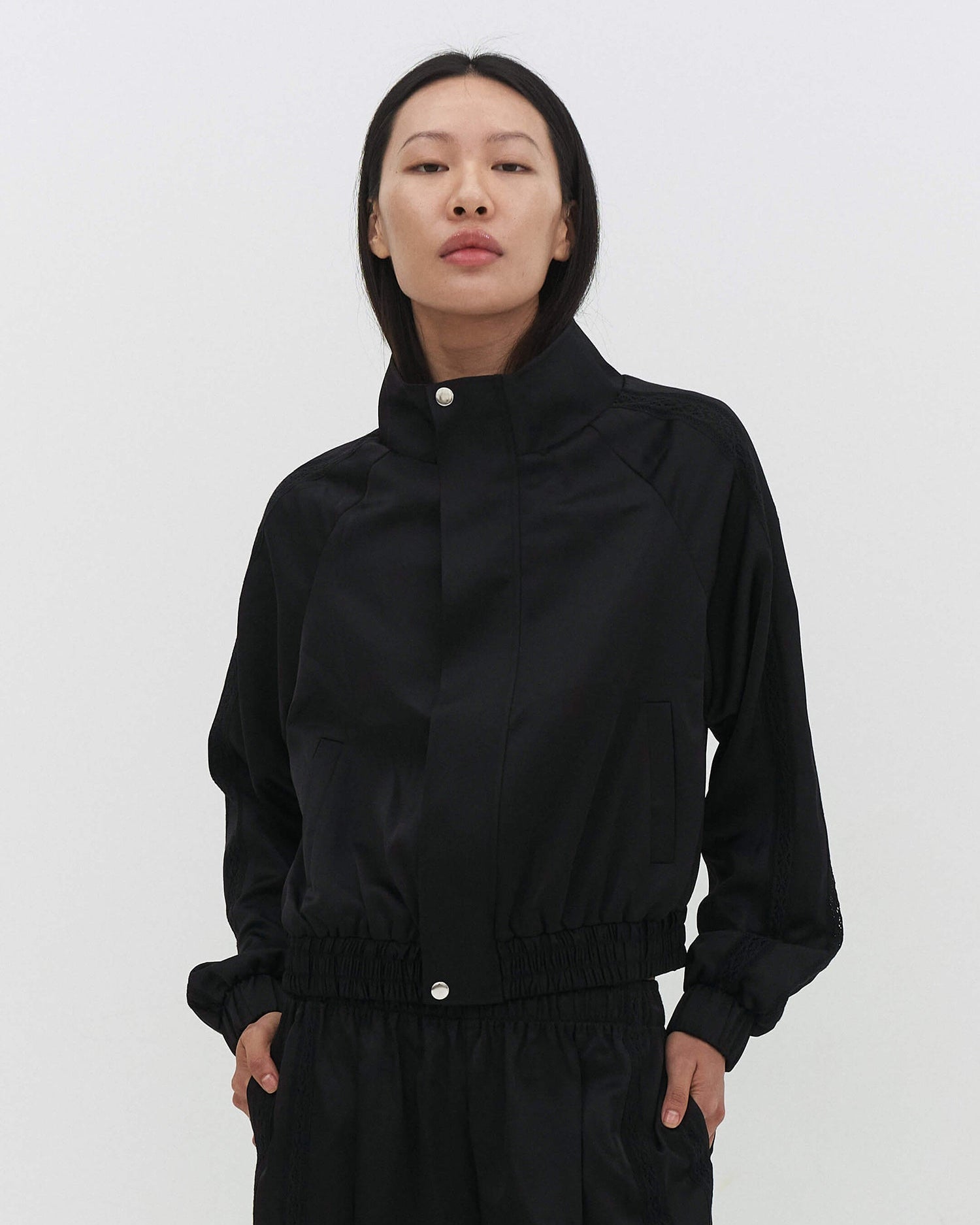 Leiseu Track Jacket in Black