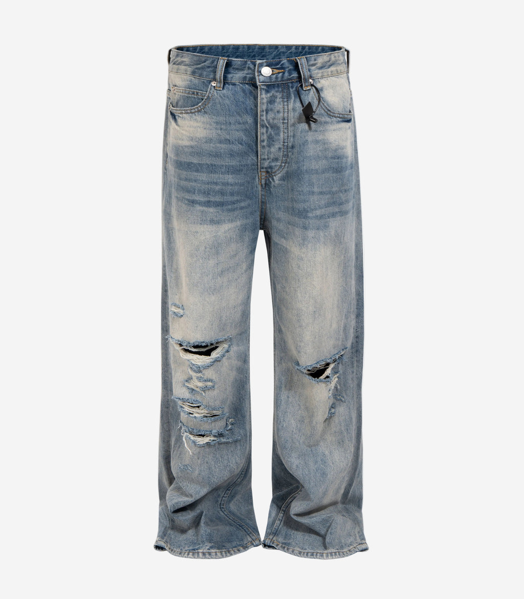 Light Wash Destroyed Denim