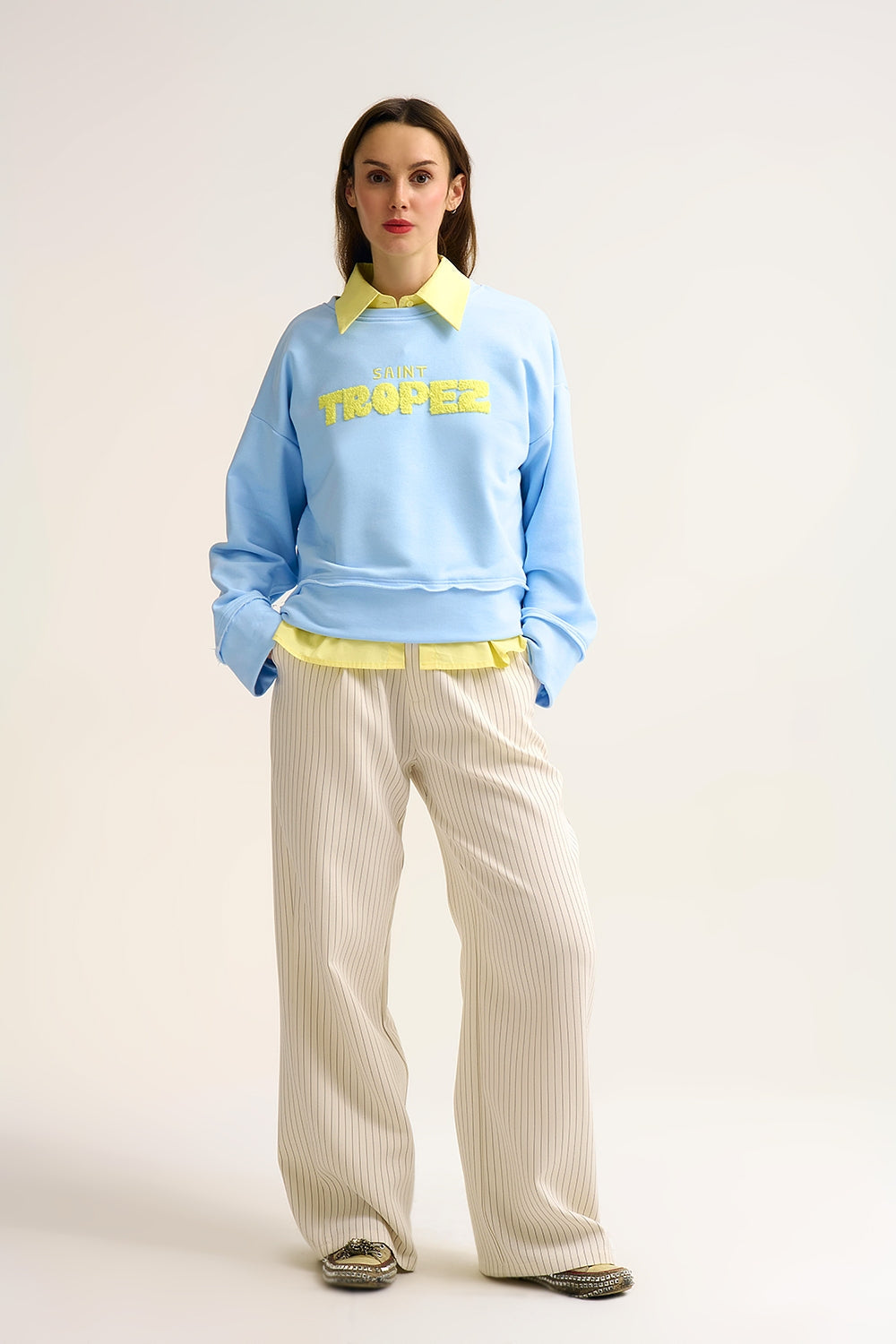 Saint Tropez Embroidered Baby Blue Sweatshirt