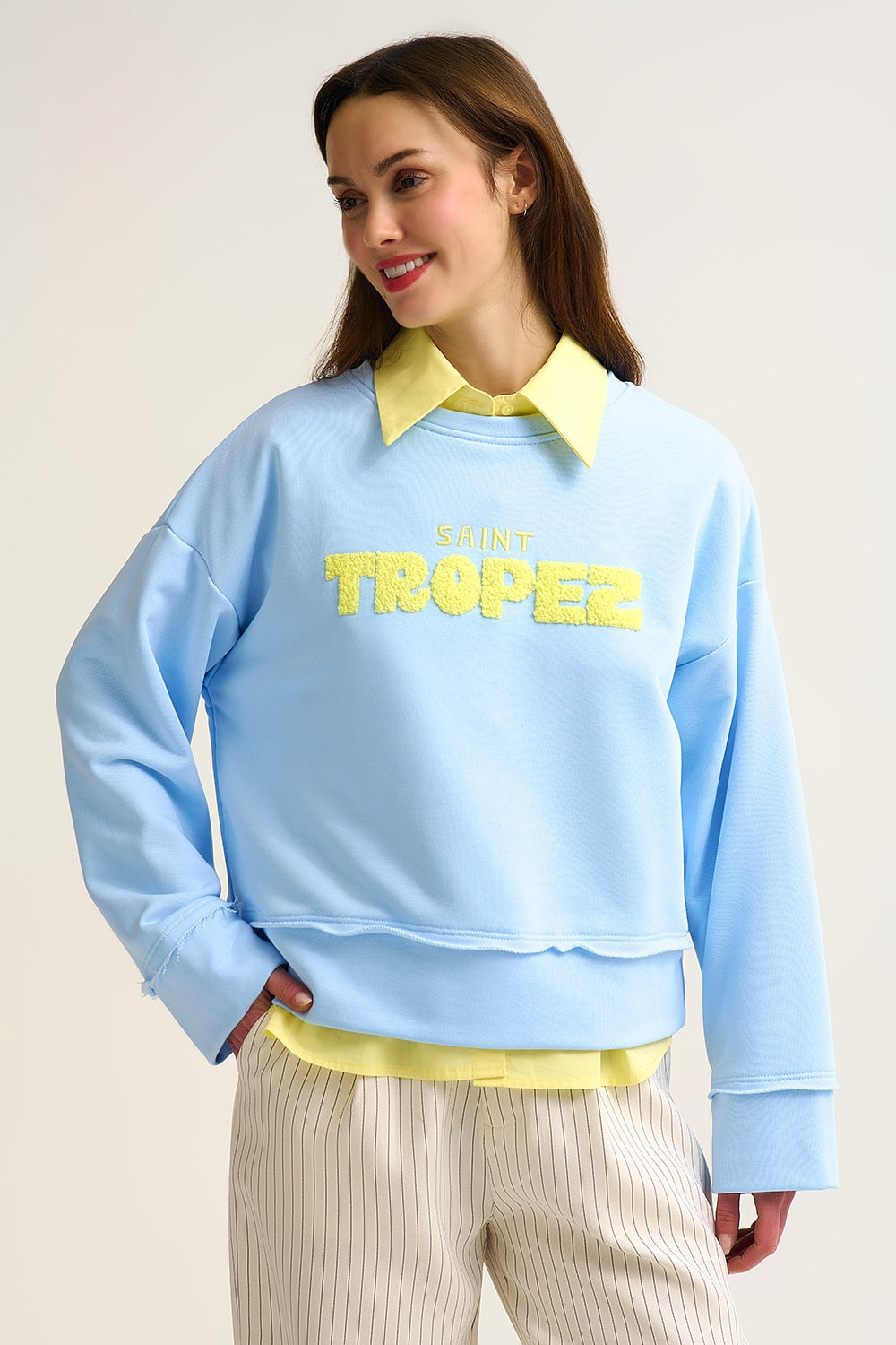 Saint Tropez Embroidered Baby Blue Sweatshirt