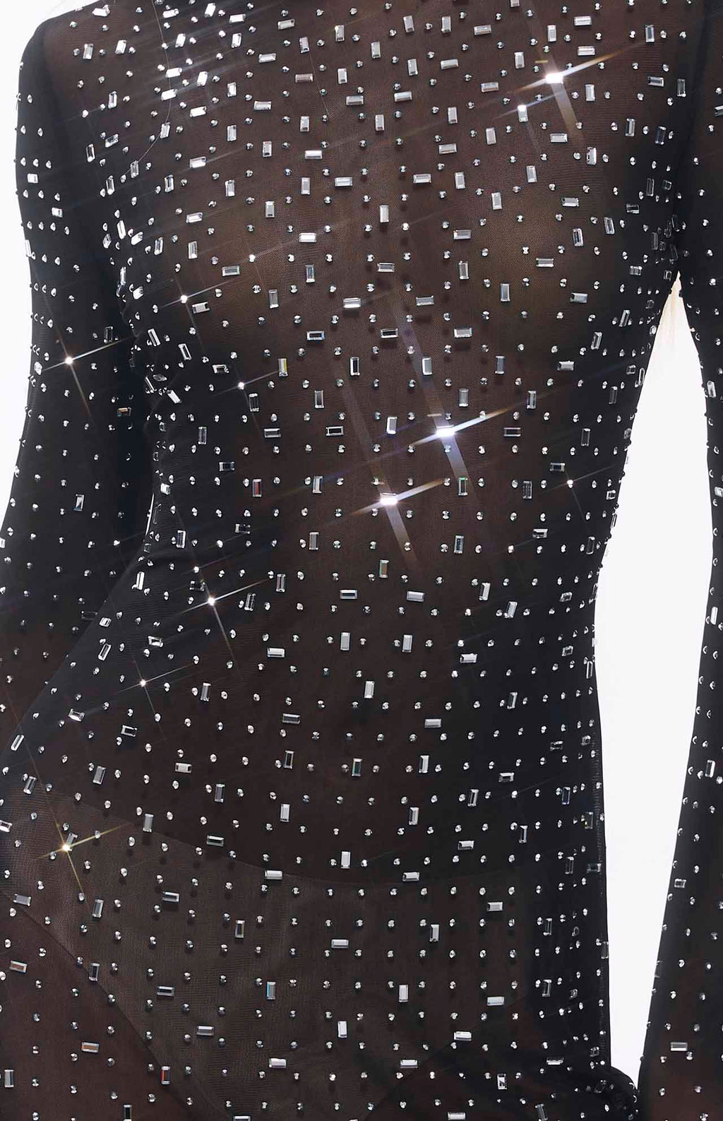 Sasso Crystal Mesh Maxi Dress Black
