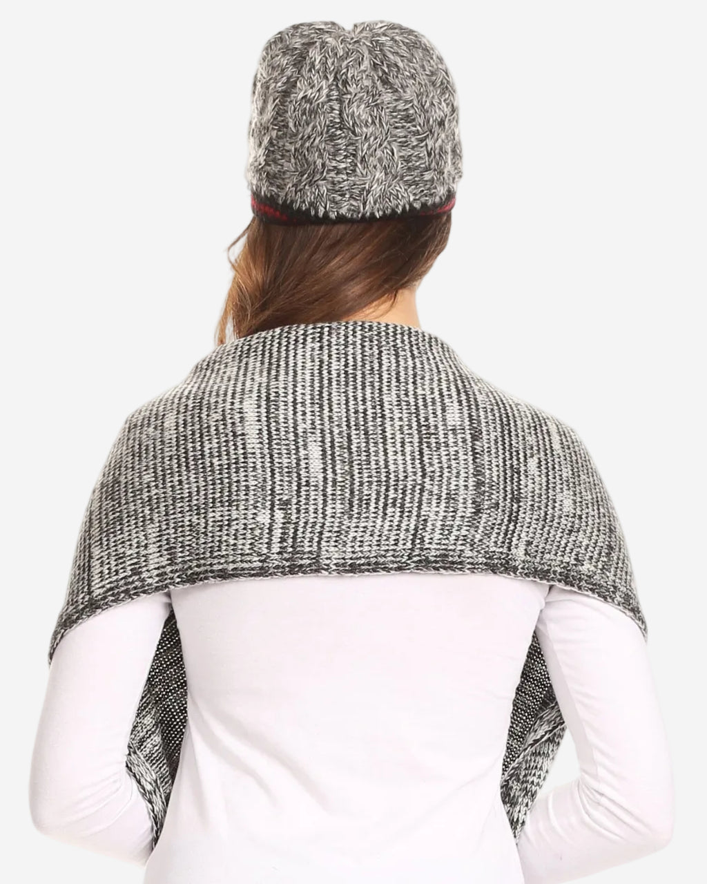 Sakkas Theo Unisex Warm Winter Heather and stripes Knit Hat & Scarf Set