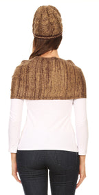 Sakkas Theo Unisex Warm Winter Heather and stripes Knit Hat & Scarf Set