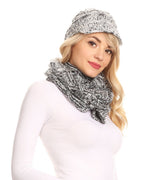 Sakkas Coline Soft Heather Chunky Cable knit Hat and Scarf Set Warm Cozy Winter