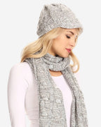 Sakkas Coline Soft Heather Chunky Cable knit Hat and Scarf Set Warm Cozy Winter