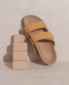 Oasis Society Sienna Cognac Double Strap Slide Sandals