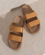 Oasis Society Sienna Cognac Double Strap Slide Sandals