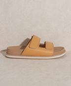 Oasis Society Sienna Cognac Double Strap Slide Sandals
