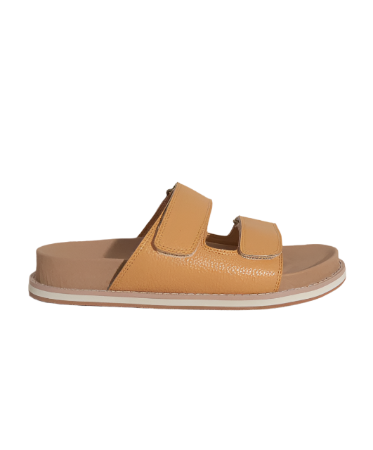 Oasis Society Sienna Cognac Double Strap Slide Sandals