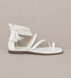 Oasis Society Abril White Strappy Ankle Wrap Sandal