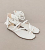 Oasis Society Abril White Strappy Ankle Wrap Sandal