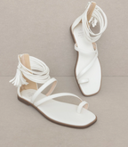 Oasis Society Abril White Strappy Ankle Wrap Sandal