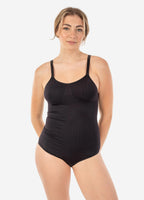 Seamless Bodysuit with Adjustable Straps Black