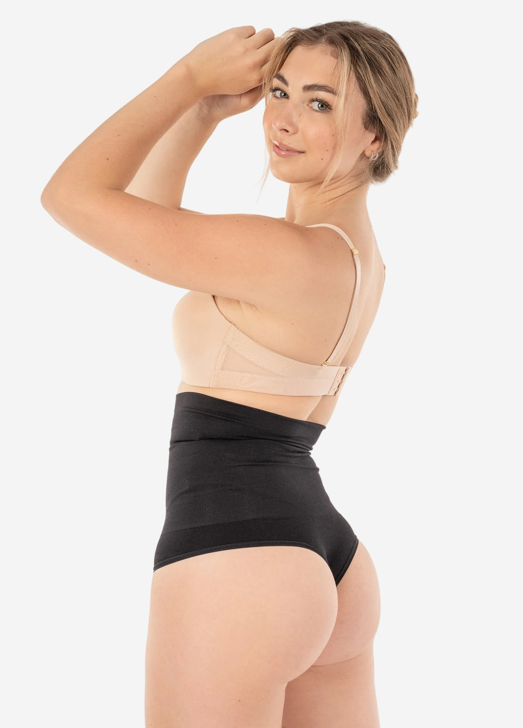 Seamless Hi-Waist Shaper with Thong Bottom Black