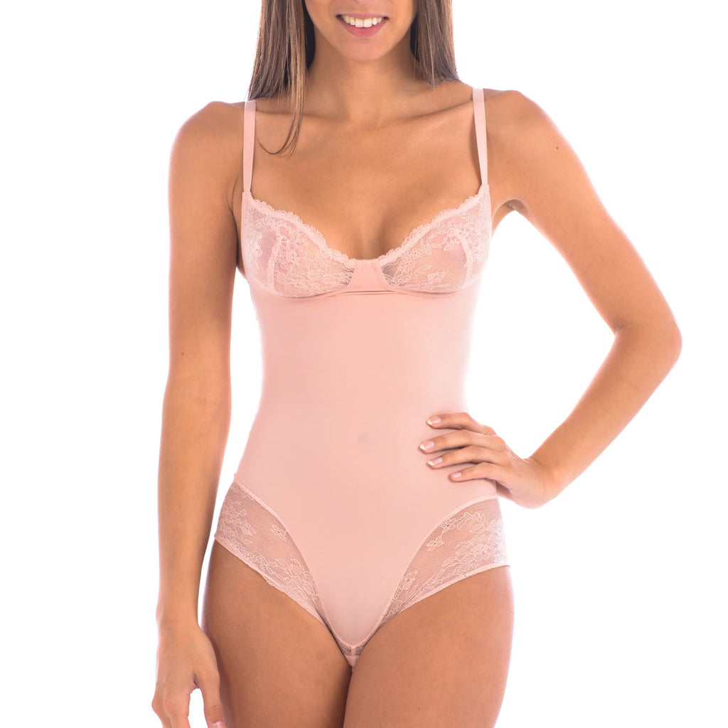 Bodysuit Shaper with Sexy Lace Detail Blush