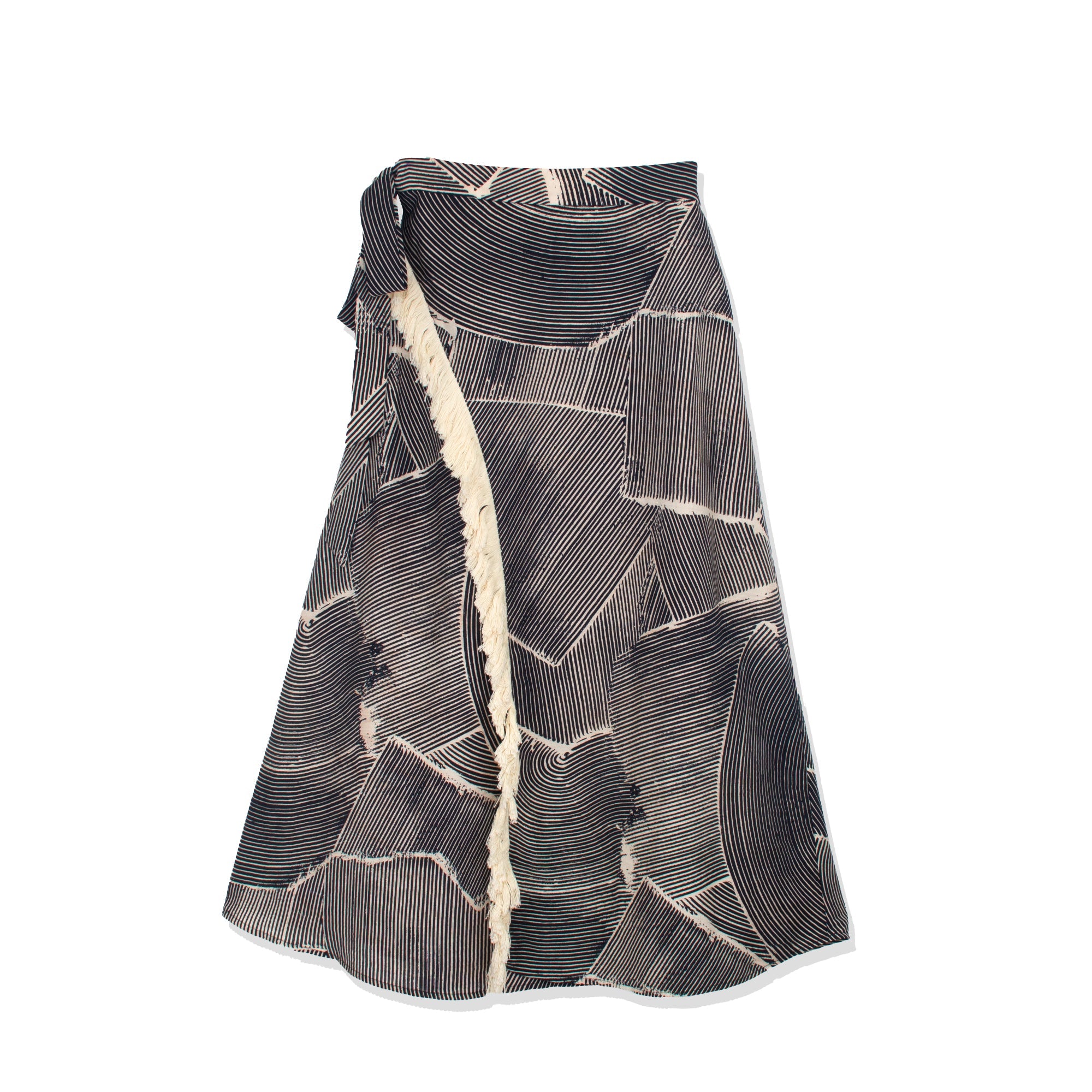 Faux Wrap Fringe Skirt