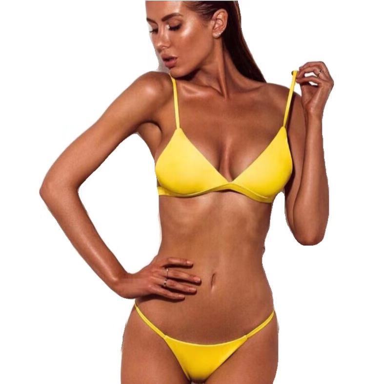 Sexy Solid Color Bikini Times Square