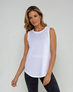 Sheer Striped Mesh Active Tank with Cut-Out Back