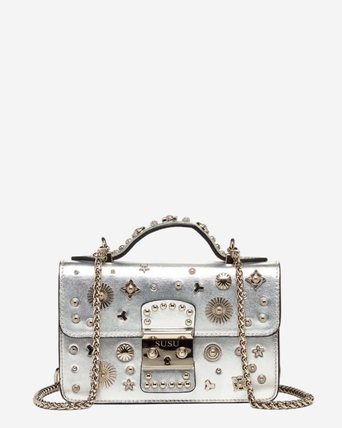 SUSU Small Leather Crossbody Bag | Silver Purse