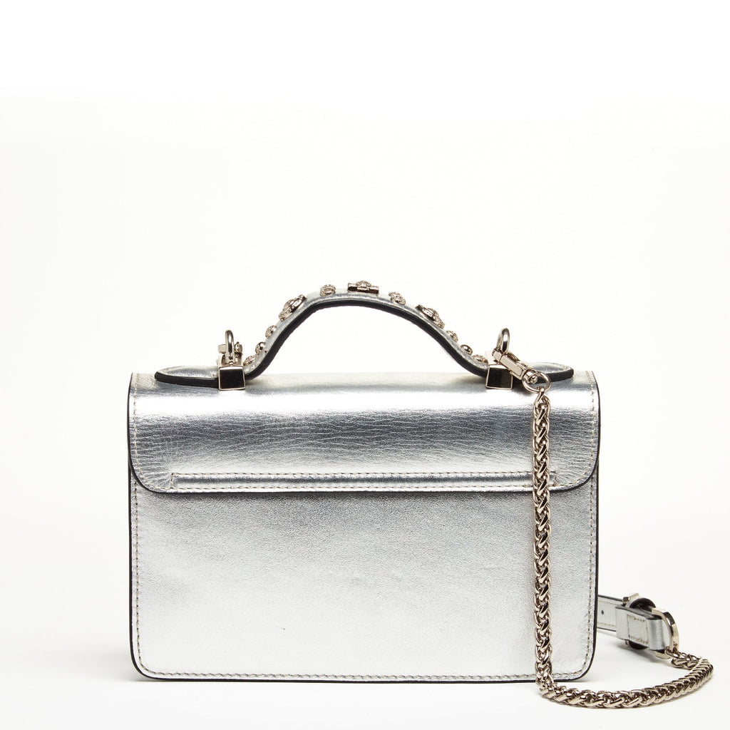SUSU Small Leather Crossbody Bag | Silver Purse