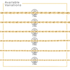 14K Gold Plated Rope Chain Twisted Link Necklace 18"-30" Length | W 2-7 mm
