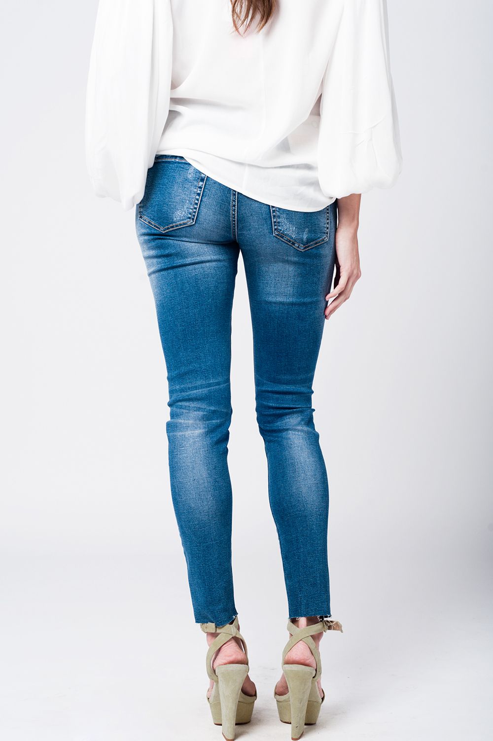 Skinny Rip Jeans with Embroidered Patches