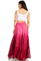 Lyra Bohemian Soft Brocade Rayon Tiered Embroidered Flowy Long Skirt