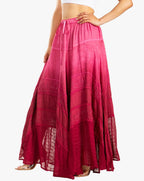 Lyra Bohemian Soft Brocade Rayon Tiered Embroidered Flowy Long Skirt