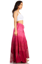Lyra Bohemian Soft Brocade Rayon Tiered Embroidered Flowy Long Skirt
