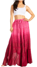 Lyra Bohemian Soft Brocade Rayon Tiered Embroidered Flowy Long Skirt