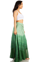Lyra Bohemian Soft Brocade Rayon Tiered Embroidered Flowy Long Skirt