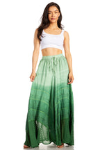 Lyra Bohemian Soft Brocade Rayon Tiered Embroidered Flowy Long Skirt