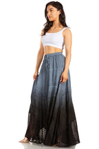 Lyra Bohemian Soft Brocade Rayon Tiered Embroidered Flowy Long Skirt