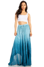 Lyra Bohemian Soft Brocade Rayon Tiered Embroidered Flowy Long Skirt