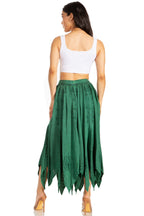 Emery Vintage Maxi Rayon Embroidered Zigzag Hem Flowy Skirt
