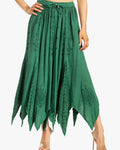 Emery Vintage Maxi Rayon Embroidered Zigzag Hem Flowy Skirt